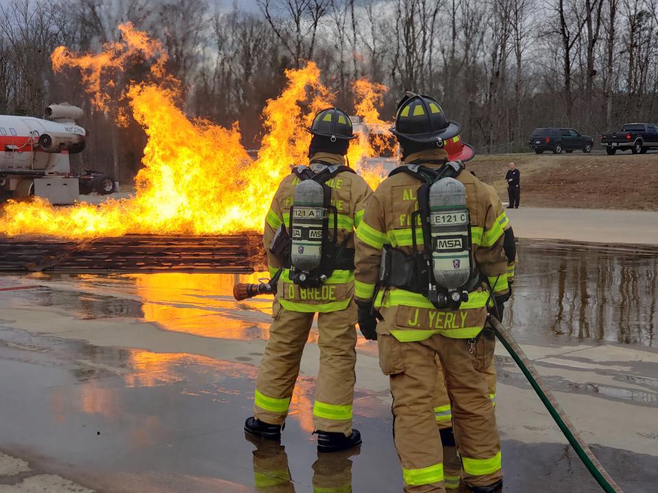 firefighters putting out a fire